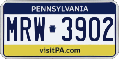 PA license plate MRW3902