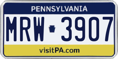 PA license plate MRW3907