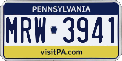 PA license plate MRW3941