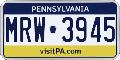 PA license plate MRW3945