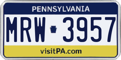 PA license plate MRW3957