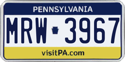 PA license plate MRW3967