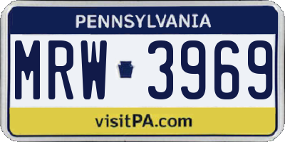 PA license plate MRW3969