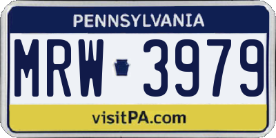 PA license plate MRW3979