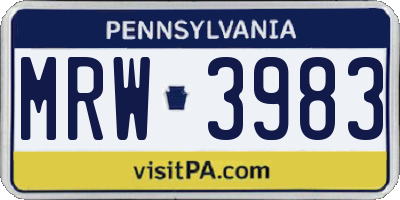 PA license plate MRW3983