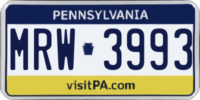 PA license plate MRW3993