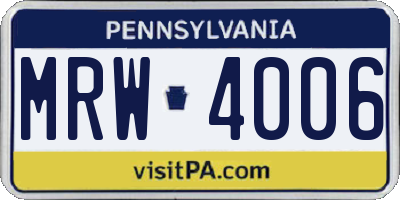 PA license plate MRW4006