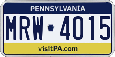 PA license plate MRW4015