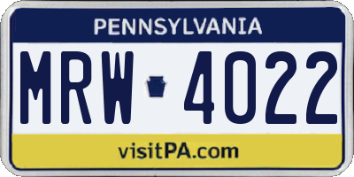 PA license plate MRW4022