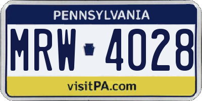 PA license plate MRW4028