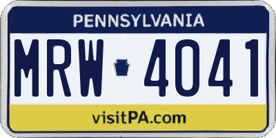 PA license plate MRW4041