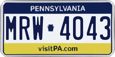PA license plate MRW4043
