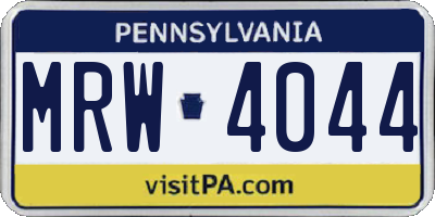 PA license plate MRW4044