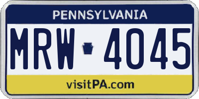 PA license plate MRW4045