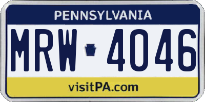 PA license plate MRW4046