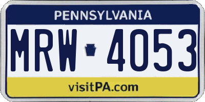 PA license plate MRW4053