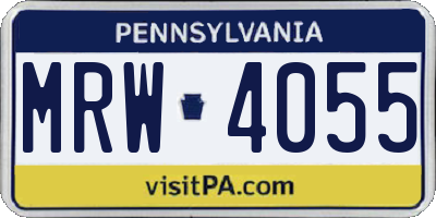 PA license plate MRW4055