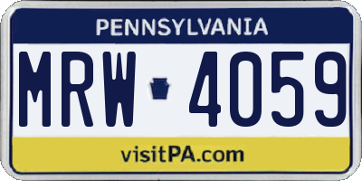 PA license plate MRW4059