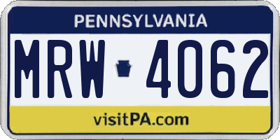 PA license plate MRW4062