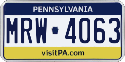 PA license plate MRW4063