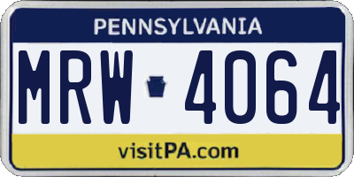 PA license plate MRW4064