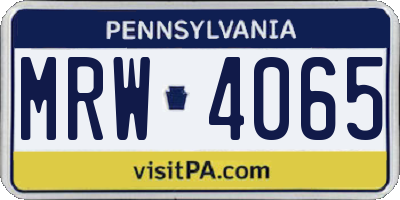 PA license plate MRW4065