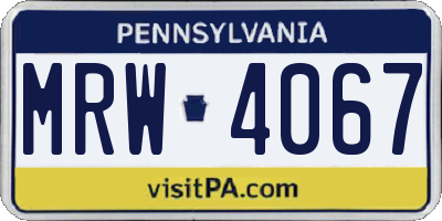 PA license plate MRW4067