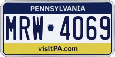 PA license plate MRW4069
