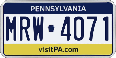 PA license plate MRW4071