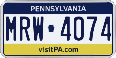 PA license plate MRW4074