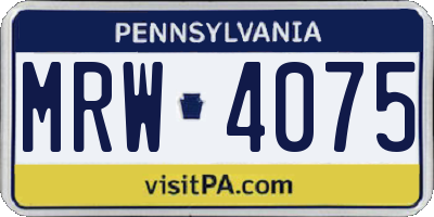 PA license plate MRW4075