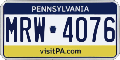 PA license plate MRW4076
