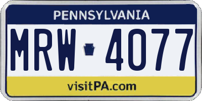 PA license plate MRW4077