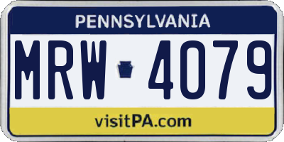PA license plate MRW4079
