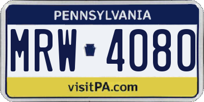 PA license plate MRW4080
