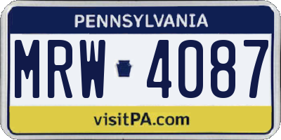 PA license plate MRW4087