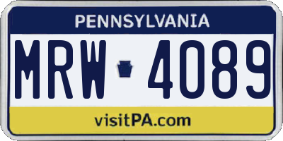 PA license plate MRW4089