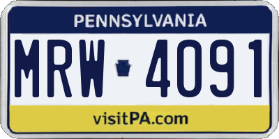 PA license plate MRW4091