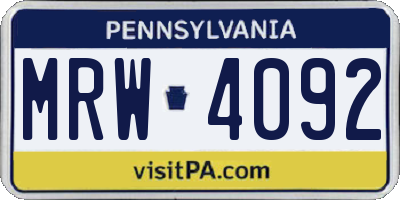 PA license plate MRW4092