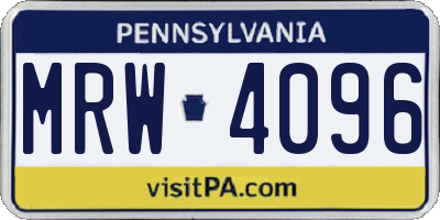 PA license plate MRW4096