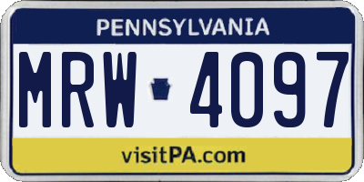 PA license plate MRW4097