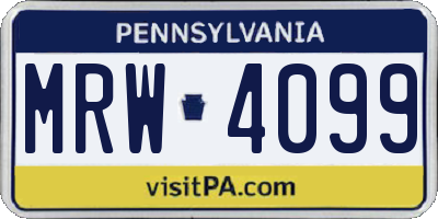 PA license plate MRW4099