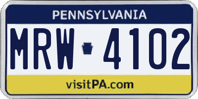 PA license plate MRW4102