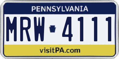 PA license plate MRW4111