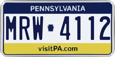 PA license plate MRW4112