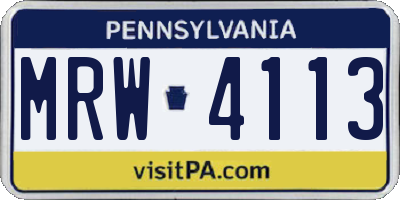 PA license plate MRW4113