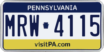 PA license plate MRW4115