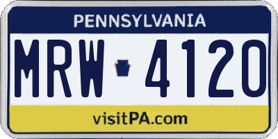 PA license plate MRW4120