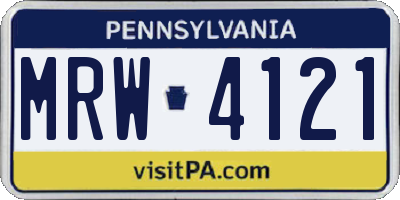 PA license plate MRW4121