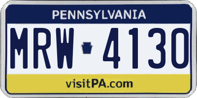 PA license plate MRW4130
